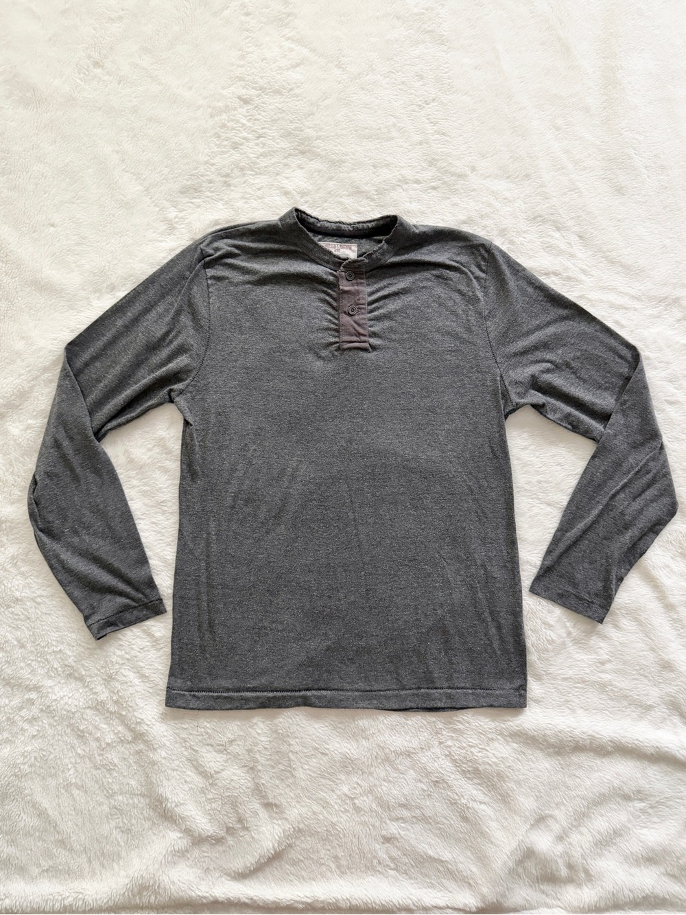 Hudson & Barrow Long Sleeve Henley Shirt Gray Size Small
